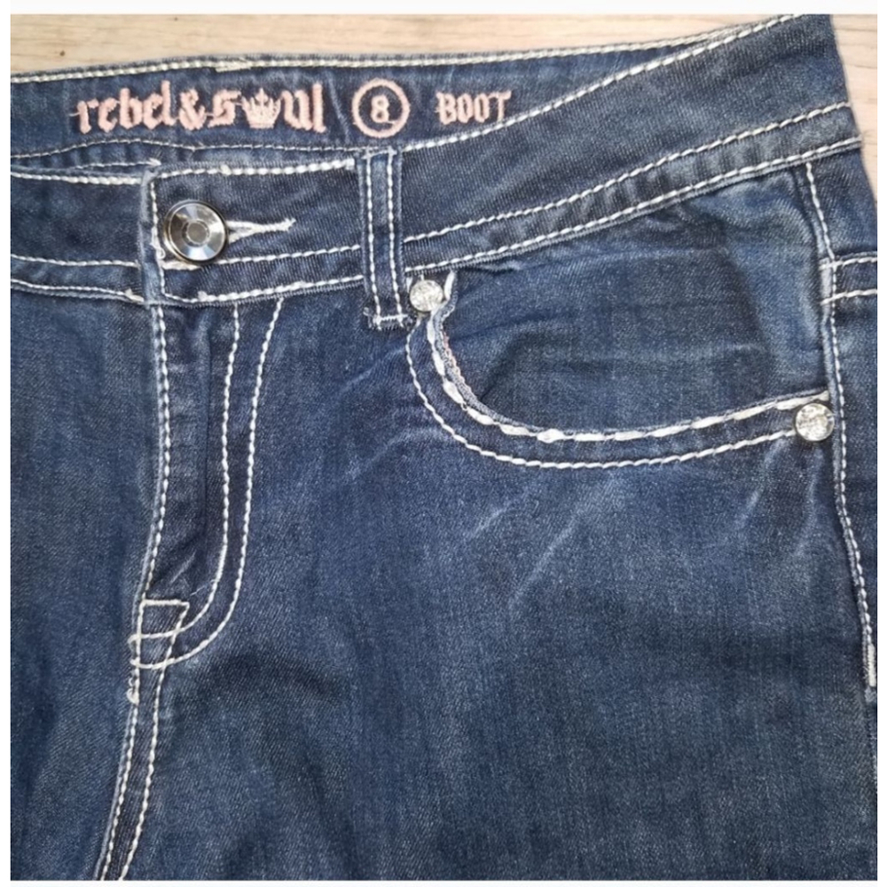 Rebel & Soul Size 8 Bootcut Blue Denim Women's Jeans - Picture 3 of 11